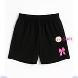  Quần Short  Màu Trơn In Nơ Cho Mẹ Và Bé (20kg - 53kg) 