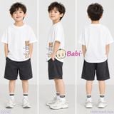  M3 Áo Thun Cotton Bé Trai Hình Gấu HI (23-62kg) 