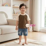  Áo Thun Raplang Tay Ngắn Màu Trơn (26-65kg) 