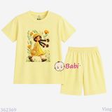  (M6) Bộ Bé Gái Tay Ngắn Quần Lửng Hình Cô Gái Và Hoa (30-55kg) 
