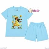  (H1) Bộ Bé Gái Tay Ngắn Quần Đùi Cô Gái Và Hoa (30-55kg) 