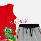  Bộ Sát Nách Quần Lửng Bé Trai In Khủng Long (10-25kg) 