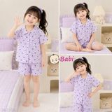  Bộ Pyjama tay ngắn quần đùi Bé Gái Hình Tim (30-60kg) 
