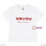  (H2) Áo Thun Trơn Baby Tee Mẹ Và Bé In Tim Nơ (30-68Kg) 