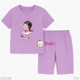  Bộ Bé Gái Tay Ngắn Quần Lửng Bé Áo Hồng (20-55kg) 