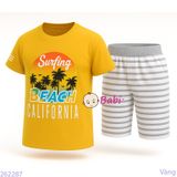  Bộ Tay Ngắn Quần Lửng In Chữ BEACH (30-47kg) 