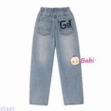  Quần Jeans Dài Bé Gái Bé Trai Chữ GO M17 (26-45kg) 