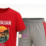  Bộ Tay Ngắn Quần Lửng In Chữ Hawaiian (30-60kg) 