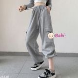  Quần Nỉ Thun Túi Hộp Màu Trơn Sành Điệu (40-56kg) 