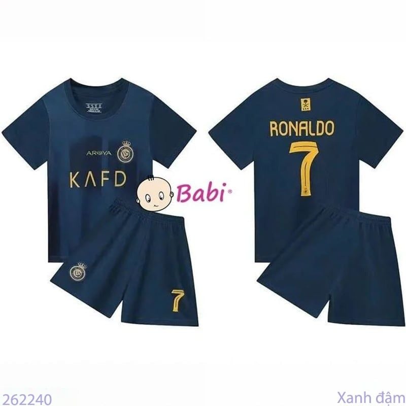  Bộ Thun Thể Thao Trẻ Em Tay Ngắn Quần Lửng Xanh Đậm (26-50kg) 