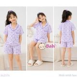  (tím) Set Bộ Pyjama Mẹ Bé Tay Ngắn Quần Đùi (30-58kg) 