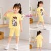 (M3) Bộ Bé Gái Tay Ngắn Quần Lửng Hình Cô Gái Đeo  (30-55kg)