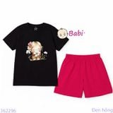  Bộ Bé Gái Tay Ngắn Quần Đùi Hình Bé Và Hoa (24-52kg) 