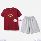  Bộ Thun Bé Trai Tay Ngắn Quần Ngắn Chữ Smile (23kg - 62kg) 