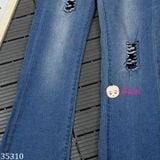  Quần Jean Dài Ống Loe Wax Rách Sành Điệu Cho Bé Gái Size Đại (6 - 11 tuổi) 