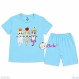 (M2) Bộ Bé Gái Tay Ngắn Quần Lửng Hình Mèo (30-55kg) 