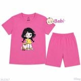  (M4) Bộ Bé Gái Tay Ngắn Quần Lửng Hình Cô Gái Và Cún (30-55kg) 