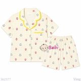  (vàng) Set Bộ Pyjama Mẹ Bé Tay Ngắn Quần Đùi (30-58kg) 