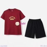  Bộ Thun Bé Trai Tay Ngắn Quần Ngắn Chữ Smile (23kg - 62kg) 