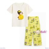  Bộ Bé Gái Tay Ngắn Quần Đũi Họa Tiết Chanh Vàng (31-46kg) 