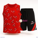  Bộ Sát Nách Quần Lửng  Bé Trai In Chữ Đơn Giản (23-53kg) 