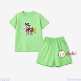  Bộ Bé Gái Tay Ngắn Quần Đùi In Chú Ngựa (20-55kg) 