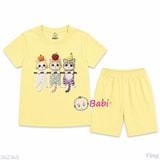  (M2) Bộ Bé Gái Tay Ngắn Quần Lửng Hình Mèo (30-55kg) 