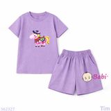  Bộ Bé Gái Tay Ngắn Quần Đùi In Chú Ngựa (20-55kg) 