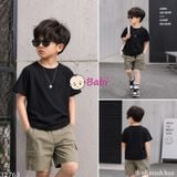  (H1) Áo Thun Bé Gái Bé Trai Cotton Màu Trơn Mặc Mát Mùa Hè (33-70Kg) 