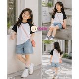  Áo Thun Cotton Tay Ngắn Raplang Màu Trơn (30-70kg) 