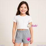  Quần Short Màu Trơn In Tim Cho Mẹ Và Bé (20kg - 53kg) 
