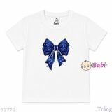  (H3) Áo Thun Trơn Baby Tee Mẹ Và Bé In Nơ Xanh (30-68Kg) 