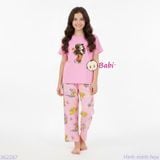  Bộ Bé Gái Tay Ngắn Quần Đũi Họa Tiết Bé Hoa Cam (20-46kg) 