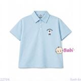  Áo Thun Cổ Trụ Bé Trai Bé Gái Tay Ngắn Hình Gấu (30-75kg) 