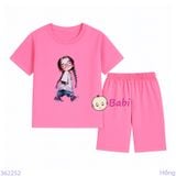  Bộ Bé Gái Quần Lửng In Hình Cô Bé Mắt Kính (23-56kg) 