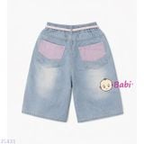  Quần Short Jeans Bé Gái Màu Trơn Kèm Dây M12 (26-45kg) 
