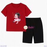  Bộ Bé Gái Tay Ngắn Quần Lửng Bé Áo Hồng (20-55kg) 