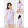  (tím) Set Bộ Pyjama Mẹ Bé Tay Ngắn Quần Đùi (30-58kg) 