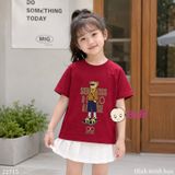  (H4) Áo Thun Bé Trai Bé Gái Cotton In Hình Gấu Mặc Mát Mùa Hè (33-70Kg) 