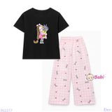  Bộ Bé Gái Tay Ngắn Quần Đũi Họa Tiết Nơ Hồng (20-72kg) 