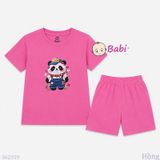  (H3) Bộ Bé Gái Tay Ngắn Quần Đùi In Hình Gấu (30-55kg) 