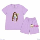  Bộ Thun Mát Bé Gái In Hoa Xanh Mùa Hè Size 20-55kg 