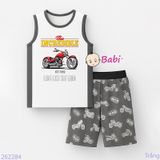  Bộ Sát Nách Quần Lửng Bé Trai In Xe Moto (10-25kg) 