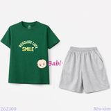  Bộ Thun Bé Trai Tay Ngắn Quần Ngắn Chữ Smile (23kg - 62kg) 