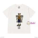  (H4) Áo Thun Bé Trai Bé Gái Cotton In Hình Gấu Mặc Mát Mùa Hè (33-70Kg) 