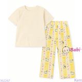  Bộ Tay Ngắn Quần Suông Dài Bé Gái  Màu Trơn  (56-72kg) 