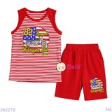  Bộ Sát Nách Sọc Raplang Quần Lửng In Xe (10-25kg) 