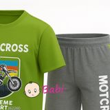  Bộ Tay Ngắn Quần Lửng In Chữ Motocross (30-60kg) 