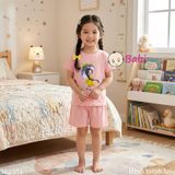  Bộ Thun Mát Bé Gái Hoa Tím Mùa Hè Size 20-55kg 