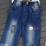  Quần Jean Dài Ống Loe Wax Rách Sành Điệu Cho Bé Gái Size Đại (6 - 11 tuổi) 